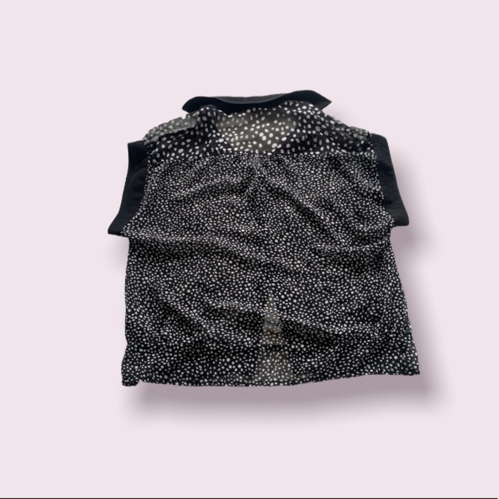 Sheer Black+White Polkadot Blouse.Size:XS. NEW